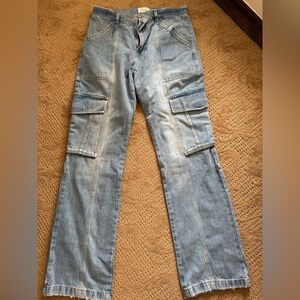 FRAME Womens’s Light Blue Cargo Jeans